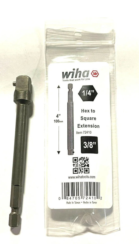 Wiha Power Adapter 1/4" Hex Drive 3/8" Drive Square 4" Overall 72410