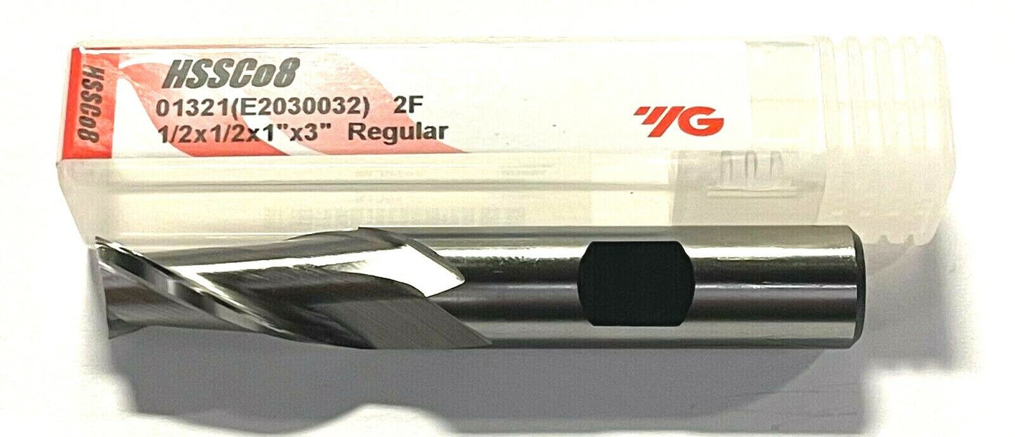 YG-1 1/2" HSSCo8 End Mill 30° Helix 2 Flute Regular Length
