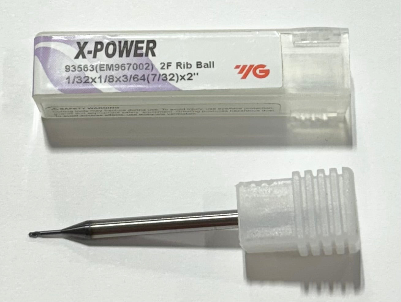 YG 1/32" Carbide Ball Nose Rib Processing End Mill 2FL X-Power Coated
