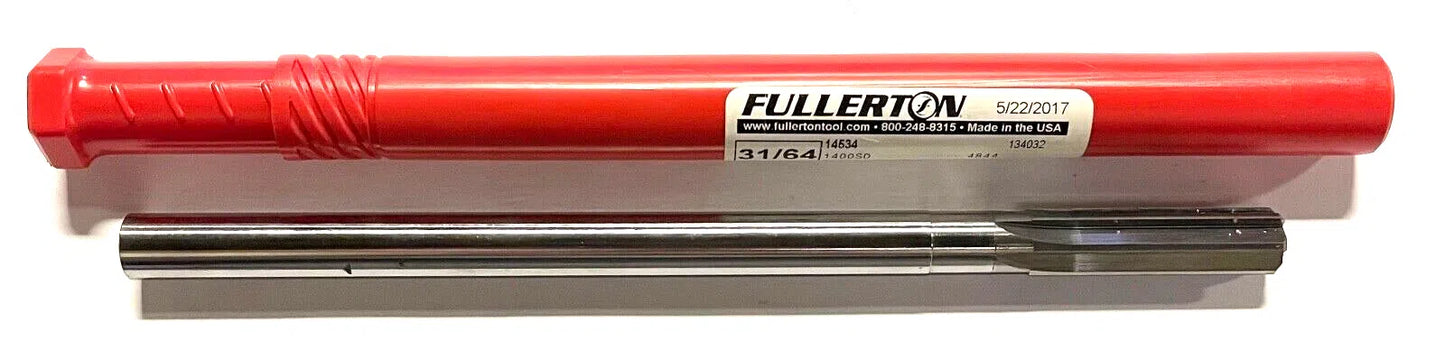 Fullerton 31/64" Solid Carbide Chucking Reamer 6 Flute USA Made 14534