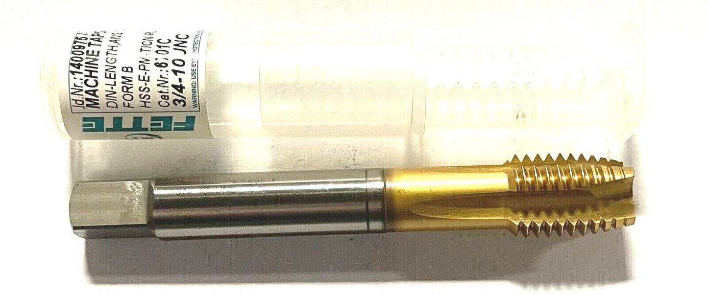 FETTE 3/4-10 UNC Tap HSS-E-PM Spiral Point Bottoming Tap TiCN Plus Coating 3FL