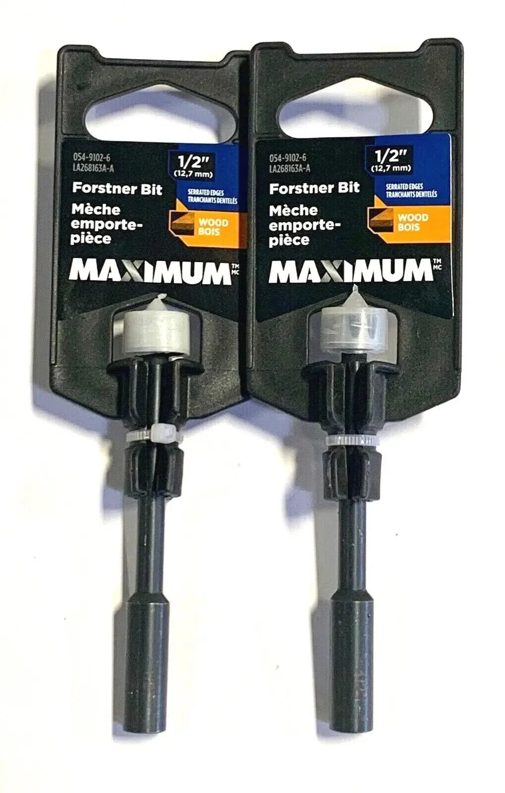 Maximum 1/2" Forstner Drill Bit Wood Drilling Serrated Edges 2 Pack