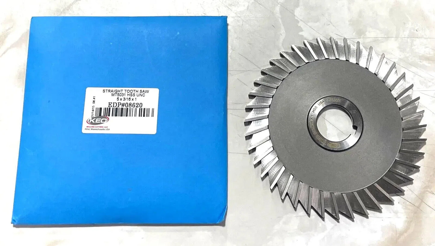 KEO 5" x 3/16" x 1" HSS Slitting Saw UNC 40 Straight Tooth USA Made 08620