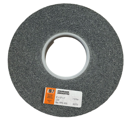 Standard Abrasives 8" x 1/2" x 3" Convolute Light Deburring Wheel 7S Fine