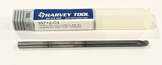 Harvey Tool 3/16" Carbide Ball Nose End Mill Long Reach Diamond Coated