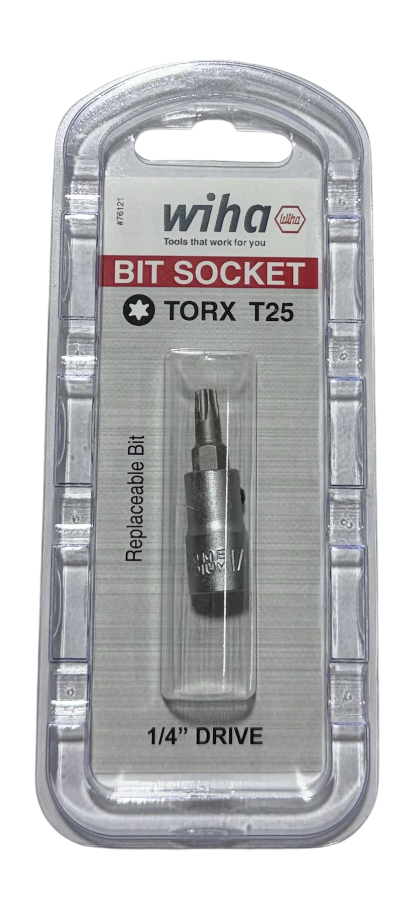 Wiha T25 x 38mm Torx Bit Socket 1/4" Sqaure Drive with 1/4" Replaceable Hex Bit