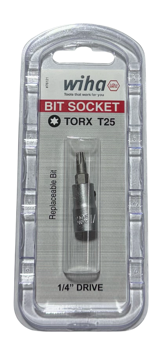 Wiha T25 x 38mm Torx Bit Socket 1/4" Sqaure Drive with 1/4" Replaceable Hex Bit