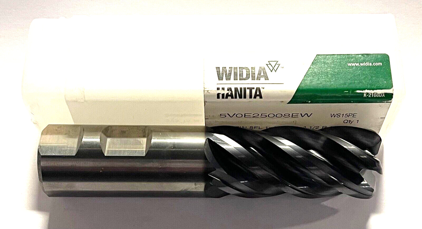 WIDIA 1" Carbide End Mill AlTiN Coating 0.12" Radius Variable Helix 5 Flute