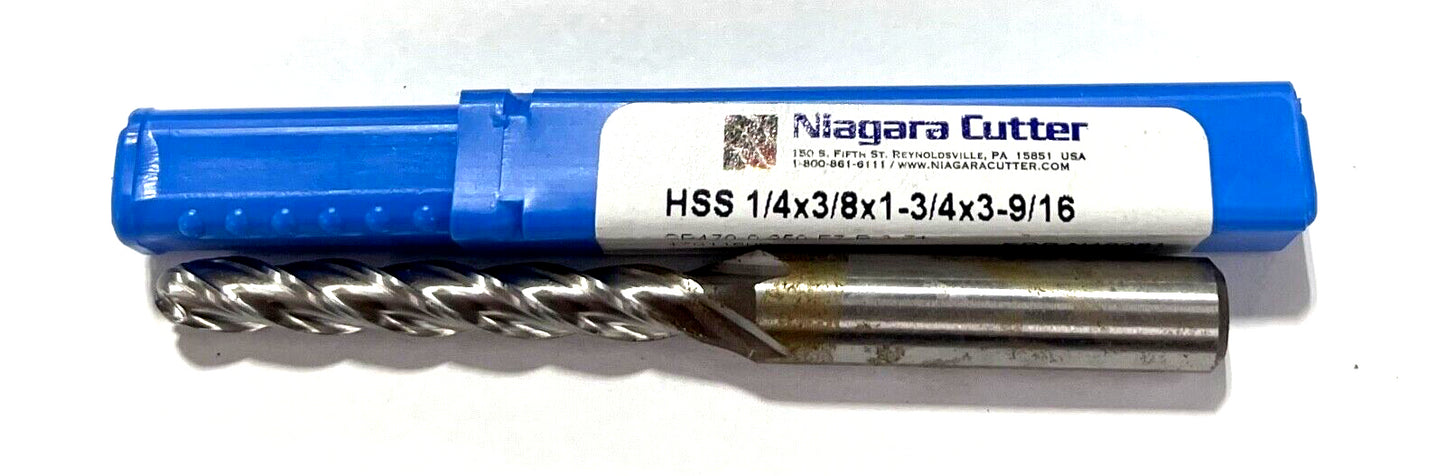 Niagara 1/4" HSS Ball Nose End Mill 4 Flute 3/8" Shank USA Made N49081