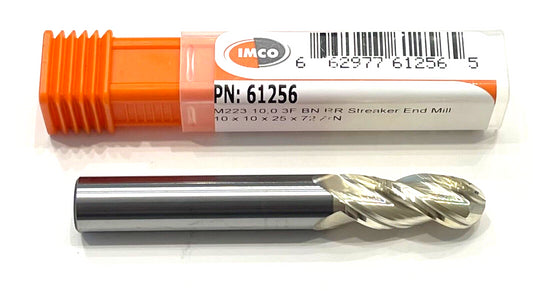 IMCO 10mm Carbide Ball Nose End Mill ZrN Coating 3 Flute USA Made 61256