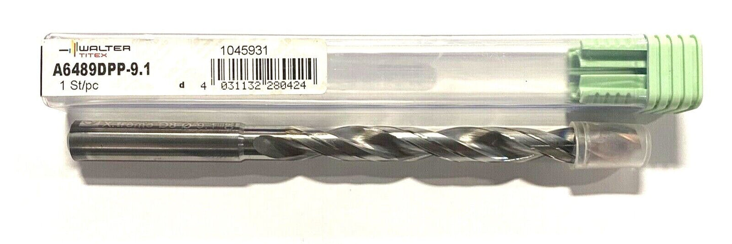 Walter-Titex 9.1mm Solid Carbide Drill Double Coating X-Treme D Point 140Â° 8xD