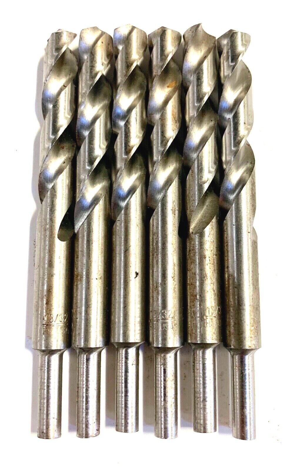 13/32" Drill Bit HSS 1/4" Reduced Shank Drills Metal Cutting 6 Pack USA Made