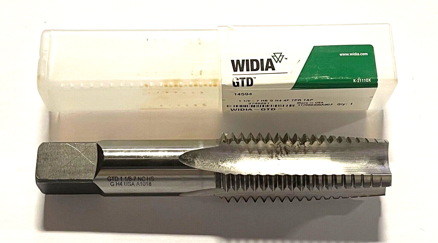 WIDIA 1-1/8"-7 HSS Hand Tap 4 Flute H4 Taper Tap USA Made