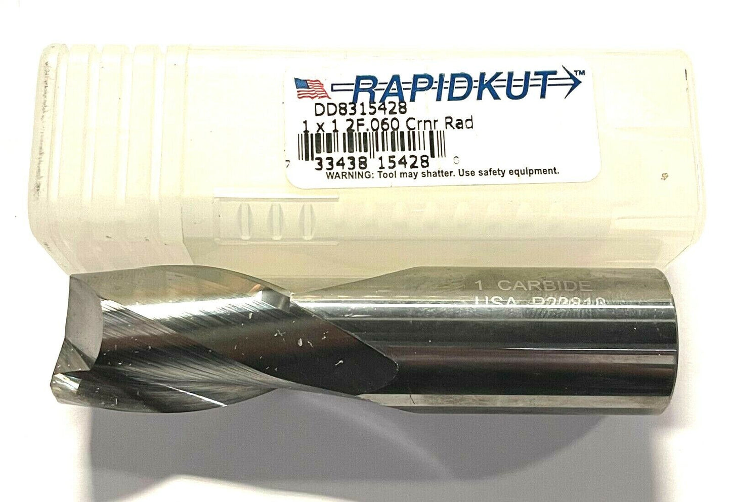 Rapidkut Carbide End Mill 1" x 1" x 1-1/2" x 4" .060 Corner Radius 2 Flute USA