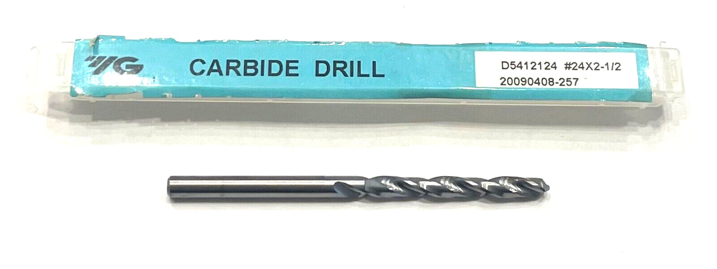 YG #24 Solid Carbide Drill 118° Jobber Length 2 Flute Drill Bit