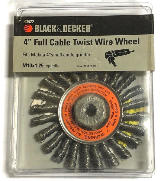 Black & Decker 4" Cable Twist Wire Wheel M10 x 1.25 Fits Makita USA Made