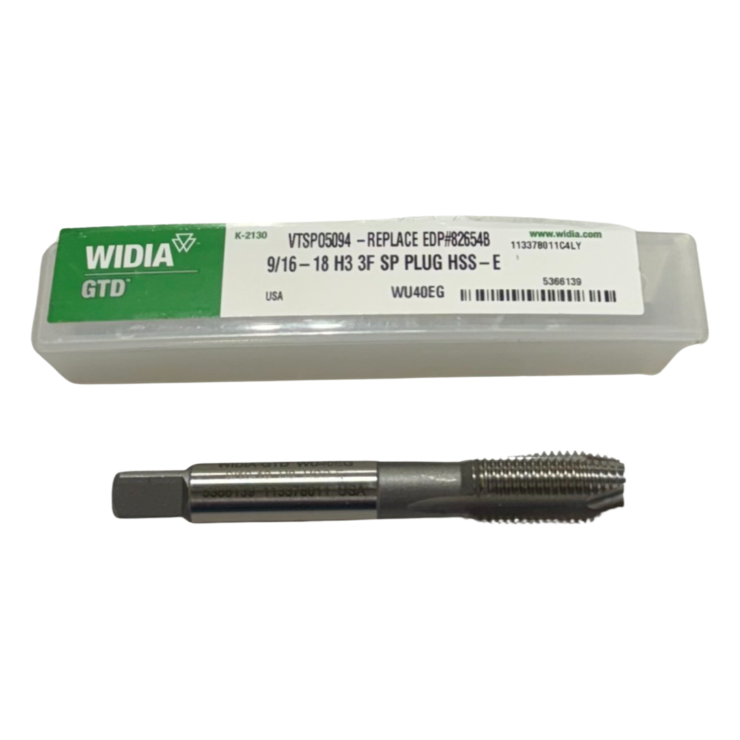 WIDIA 9/16"-18 HSS-E Spiral Point Plug Tap 3 Flute H3 USA Made