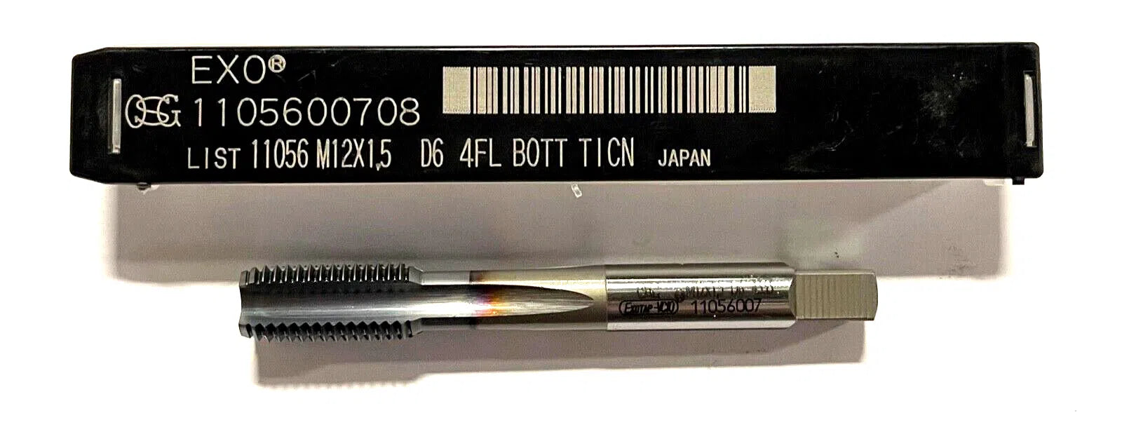 OSG M12 x 1.5 Tap HSSPM EXOTAP DC Bottoming D6 4FL TiCN Coating Straight Flute