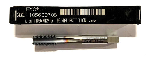 OSG M12 x 1.5 Tap HSSPM EXOTAP DC Bottoming D6 4FL TiCN Coating Straight Flute