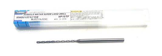 Mitsubishi 1.55mm Solid Carbide Drill 20xD Coolant Thru 2 Flute 135° Super Long