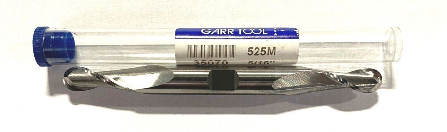 Garr Tool 5/16" Carbide Double End Mill Ball Nosed 2 Flute USA Made 35070