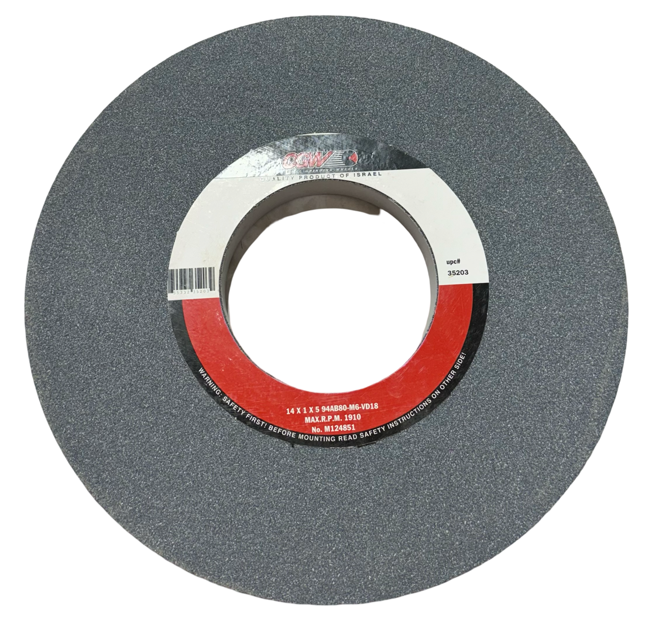 CGW 14" x 1" x 5" Centerless & Cylindrical Grinding Wheel 94AB80-M6-VD18