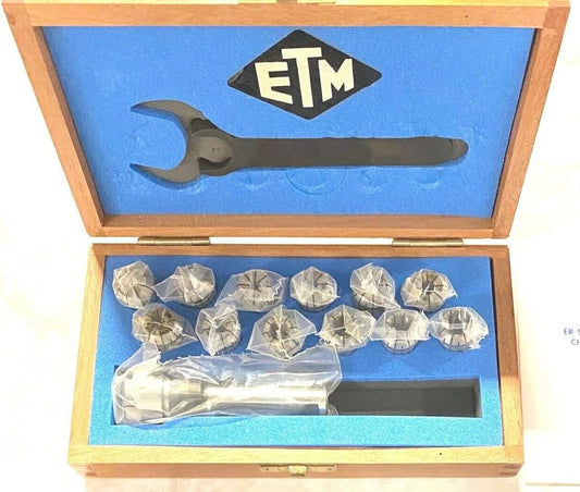 ETM ER20 Spring Collet Straight Shank Collet Chuck Set Mini 3/4" Shank 2.5" Proj