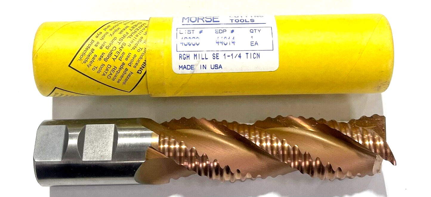 Morse 1-1/4" HSS Roughing End Mill TiCN Coating 3 Flute USA Made