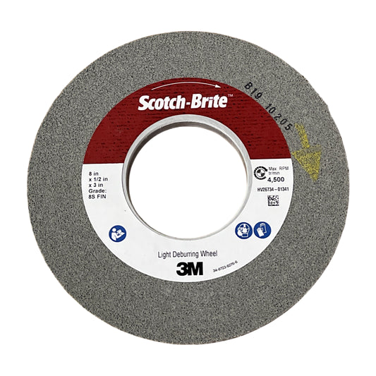 3M Scotch-Brite Light Deburring Wheel 8" x 1/2" x 3" Silicon Carbide 8S FIN