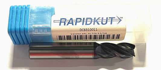 RapidKut 13mm Carbide End Mill 35-38Â° Helix AlTiN Coated 4FL High Performance