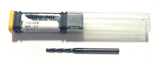 GUHRING 2.7mm Solid Carbide Drill 7xD Super A Coating High Performance 2 Flute