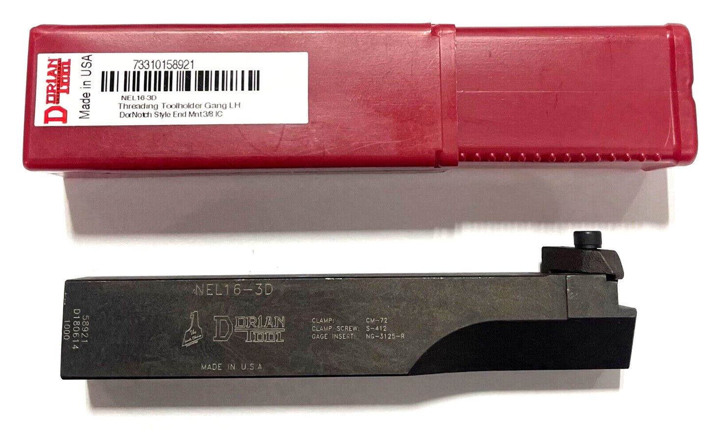 Dorian Tool 1" x 1" x 6" Left Hand Threading Tool Holder NEL16-3D USA Made