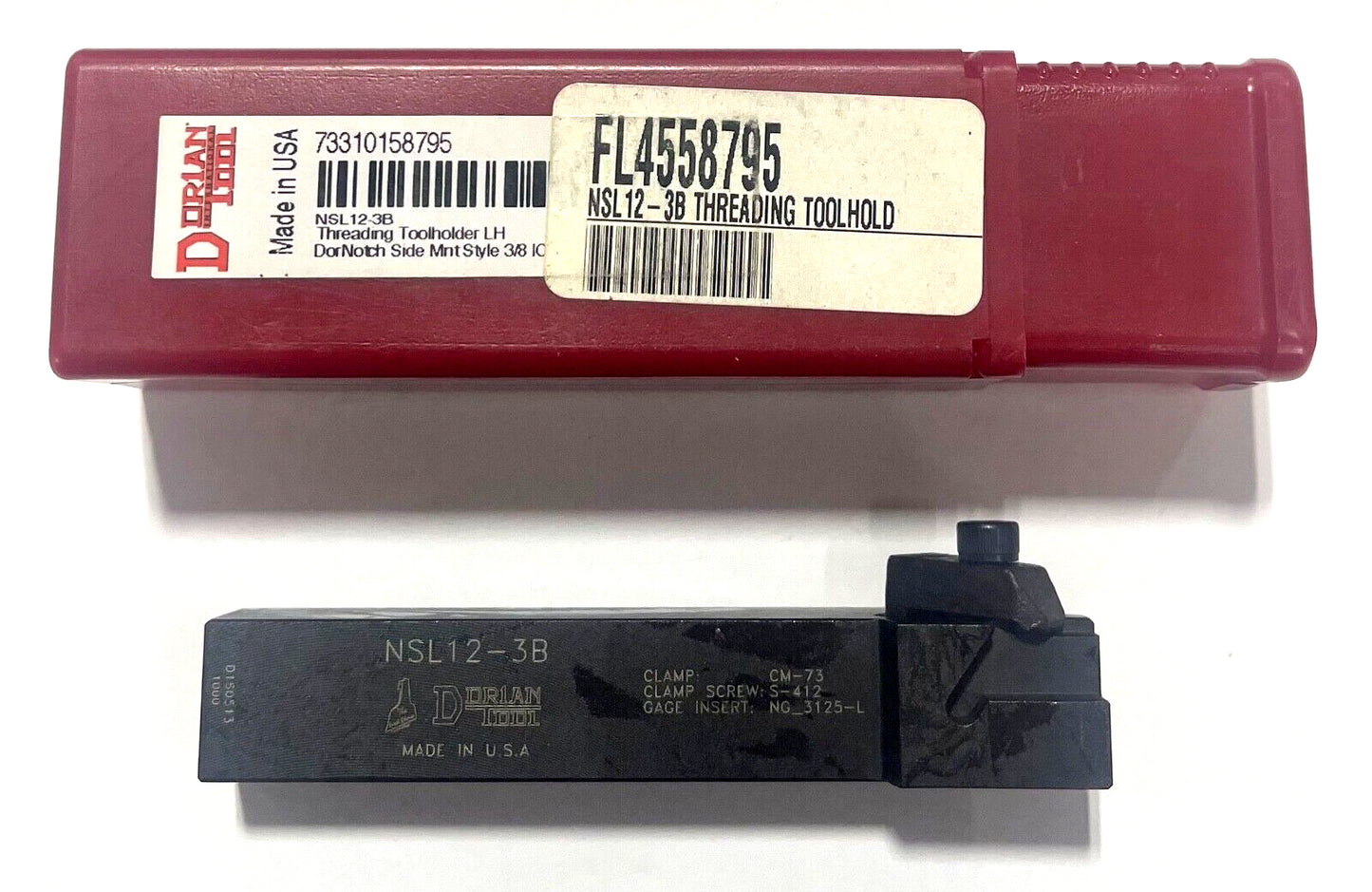 Dorian Tool 3/4" x 3/4" Left Hand Threading Tool Holder NSL12-3B USA Made