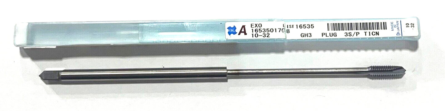 OSG 10-32 VC-10 Spiral Point Plug Tap Long Shank TiCN Coating 3 Flute 1653501708