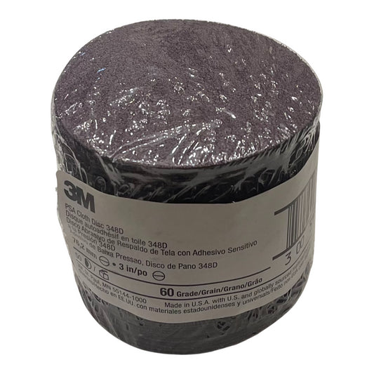 3M 348D 3" PSA Cloth Sanding Discs 60 Grit Aluminum Oxide 50 Pack 01333