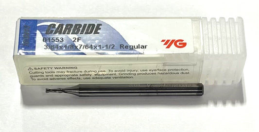 YG 3/64" Carbide End Mill 2 Flute Regular Length 01553