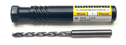 GUHRING #28 Solid Carbide Drill 12xD nano-FIREX Coating Coolant Thru 9/64" Drill