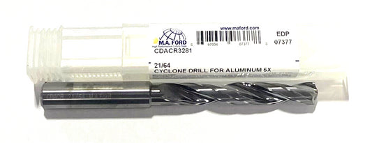 M.A. Ford 21/64" Solid Carbide Drill 5xD High Performance Coolant Thru USA Made