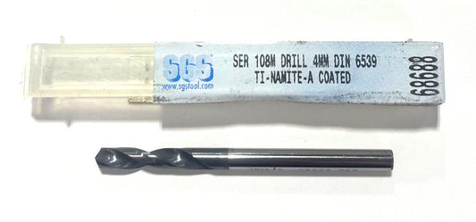 SGS 4mm Solid Carbide Drill AlTiN Coating 2 Flute 145° Point USA Made 68688