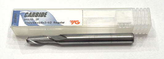 YG 7/32" Carbide End Mill 2 Flute 1/4" Shank Regular Length