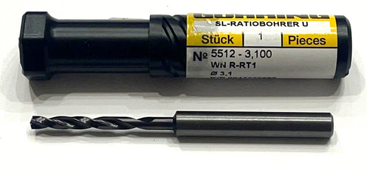 GUHRING 3.1mm Solid Carbide Drill 7xD Coolant Thru nano-FIREX Coating 2 Flute