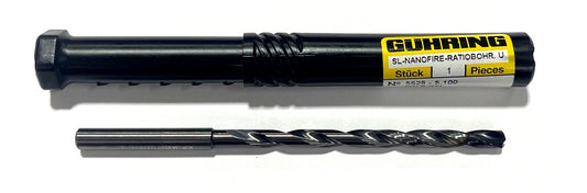 Guhring 5.1mm Solid Carbide Drill 12xD nano-FIREX Coating 2 Flute Coolant Thru