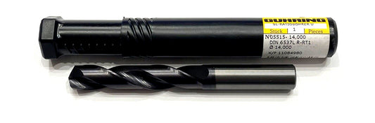 GUHRING 14mm Solid Carbide Drill 5xD nano-FIREX Coating 2FL 140° 905515014000