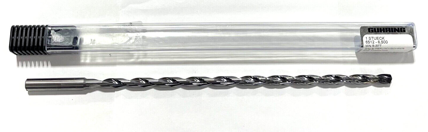 Guhring 6.5mm Solid Carbide Drill 25xD Coolant Thru TiAlN Tipped 135°