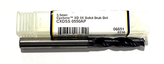 M.A Ford 5.5mm Solid Carbide Stub Drill ALtima Plus Coating Double Margin 2FL