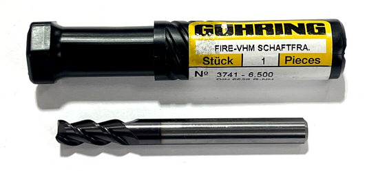 GUHRING 6.5mm Aero-Tech Carbide End Mill 3 Flute FIREX Coating 9037410065000