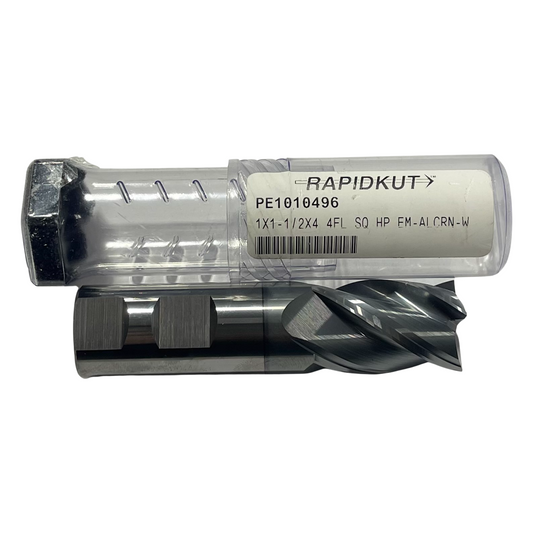 RapidKut 1" Carbide End Mill 4 Flute High Peformance AlCrN Coating USA Made