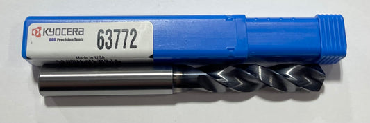 Kyocera 8.9mm Solid Carbide Drill 3xD AlTiN Coating 2 Flute 145 Deg Point