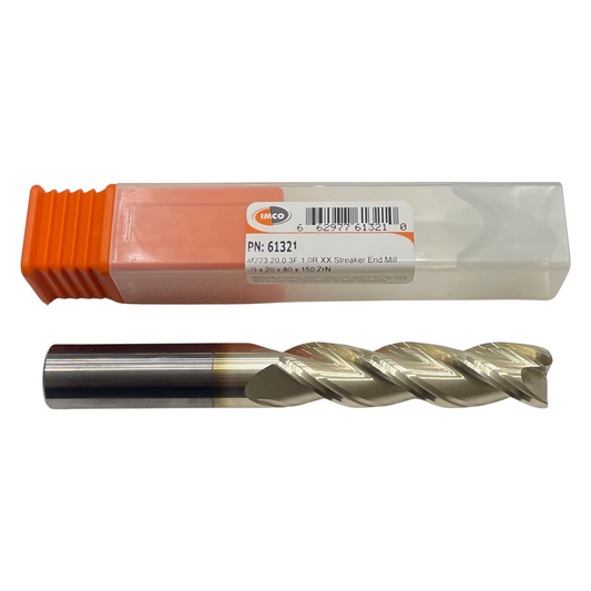 IMCO 20mm Carbide End Mill ZrN Coating 1mm Radius 3 Flute