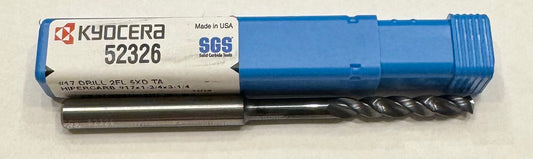 Kyocera #17 Solid Carbide Drill Jobber Length AlTiN Coating 2 Flute